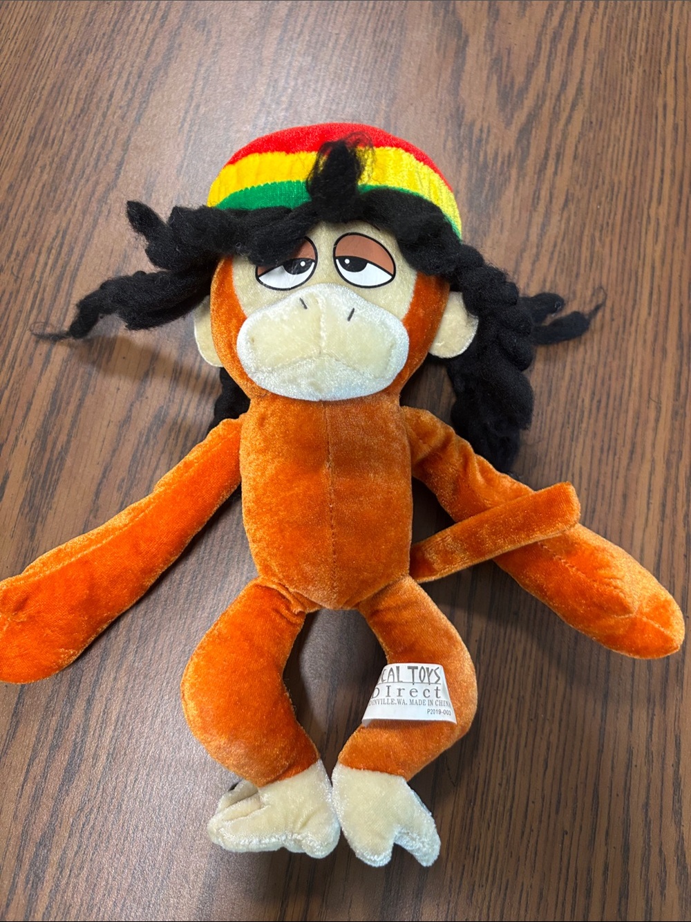 Rasta Hat Orange Monkey Plush Toy -